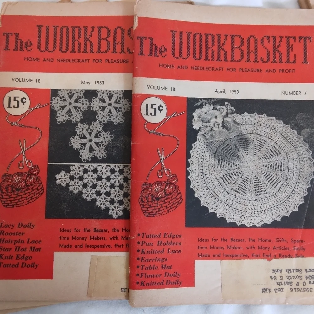 Vintage The Workbasket Magazine 1953 Patterns Recipes Ephemera Craft Crafting